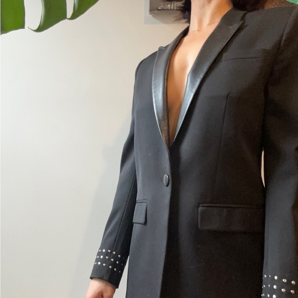 KOOPLES blazer with leather trim